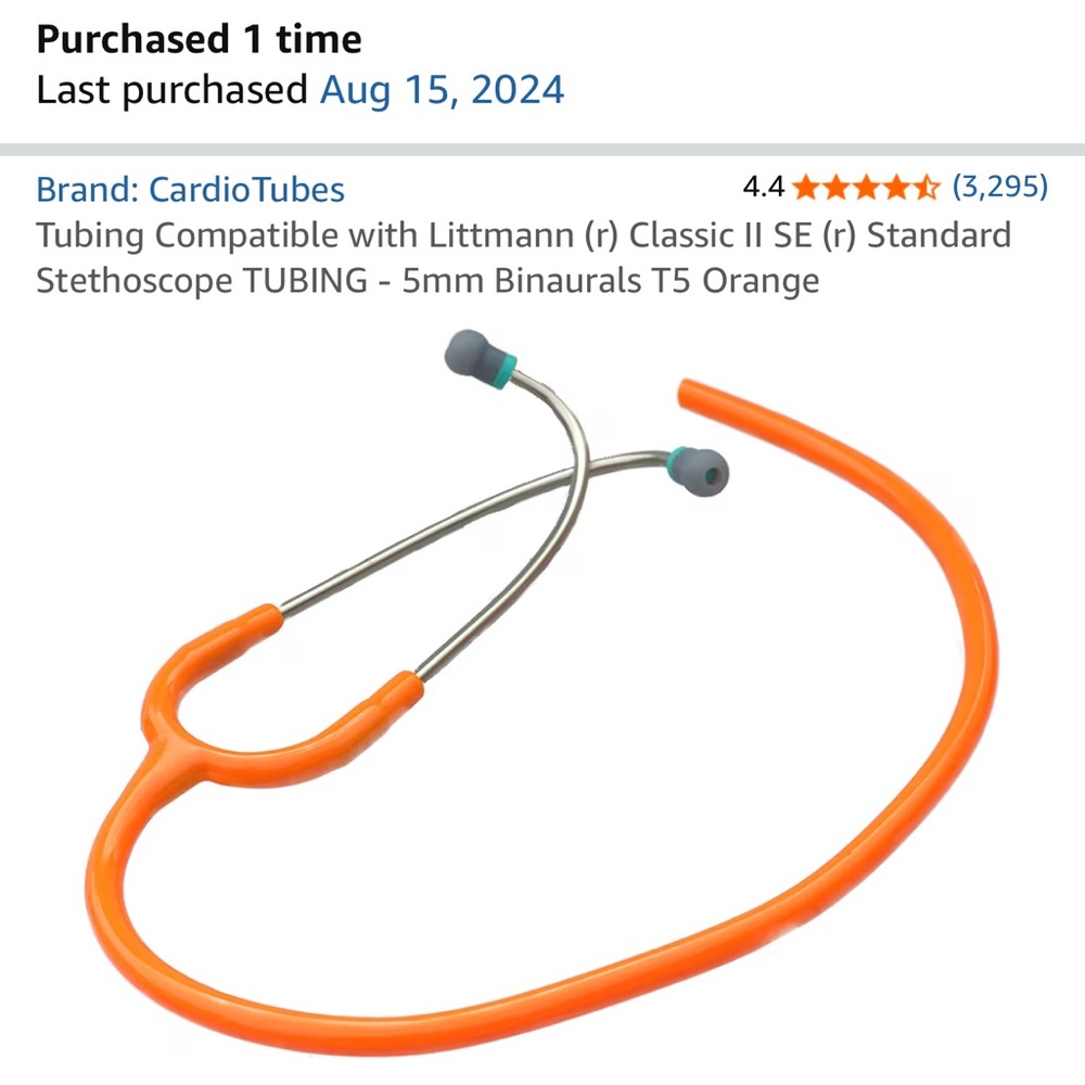 Orange Stethoscope Tubing- for Littman stethoscope